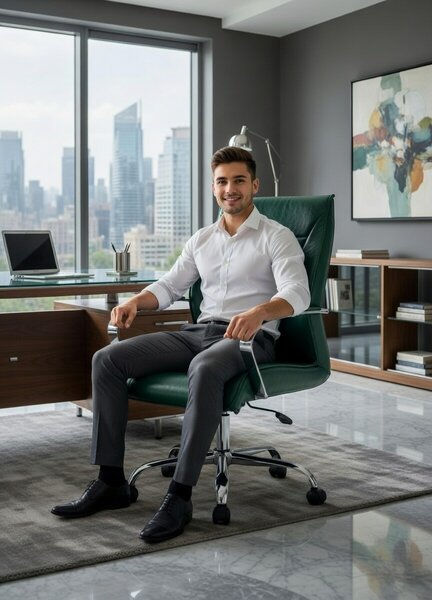 Sedia da ufficio verde con braccioli, ideale per lavorare comodamente