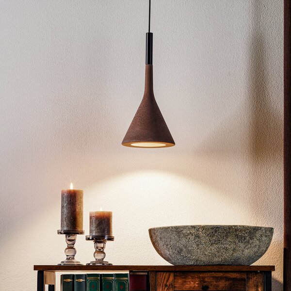 Lampada a sospensione Foscarini, Aplomb, dimmerabile, Marrone / Ruggine, Cucina, Cemento, Design