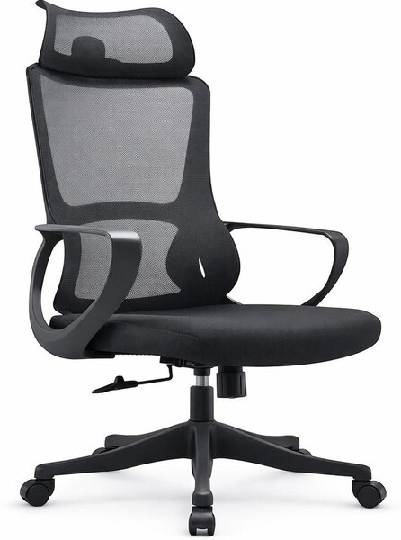 Sedia da ufficio ergonomica con poggiatesta regolabile e schienale in rete
