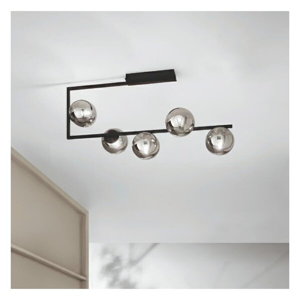 Ondaluce - Lampadario a stelo MONILE 5xE14/10W/230V nero/fumé