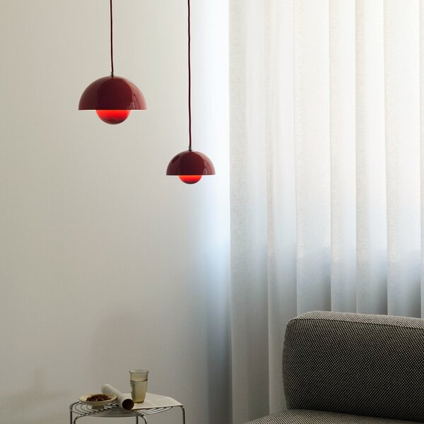 Lampada a sospensione &Tradition, Flowerpot VP1, dimmerabile, Rosso, Soggiorno, Metallo, Design