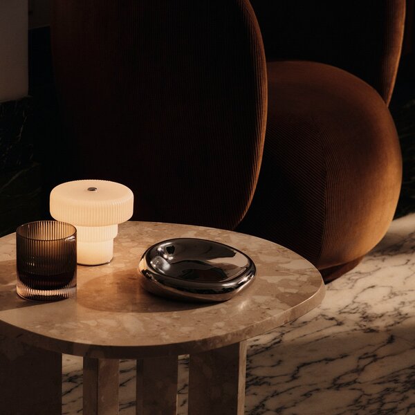 Lampade da tavolo ferm LIVING, Ripple, dimmerabile, Bianco, Soggiorno, Vetro, Moderno