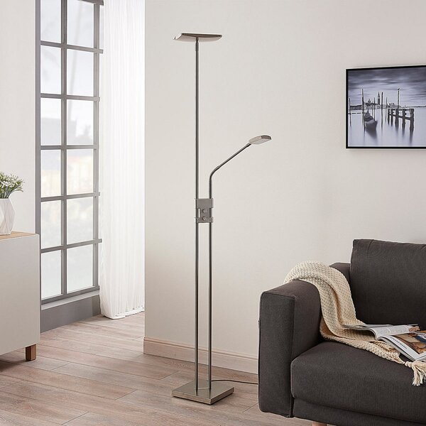 Lampada da terra Lindby, Jonne, dimmerabile, Metallizzato, Soggiorno, Metallo, Moderno