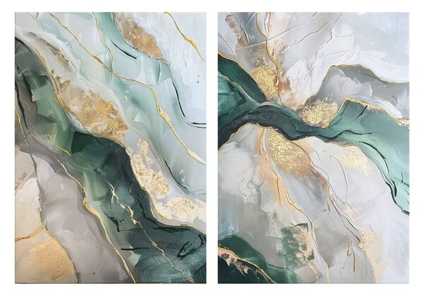 Set di quadri con elementi dipinti a mano 2 pz 50x70 cm Aventurine – Styler