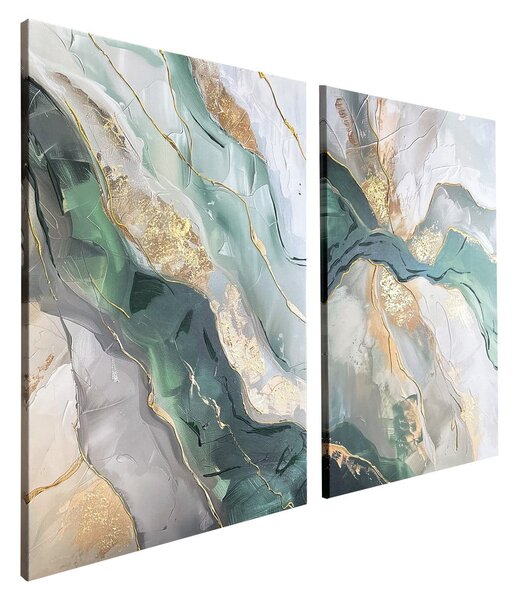 Set di quadri con elementi dipinti a mano 2 pz 50x70 cm Aventurine – Styler