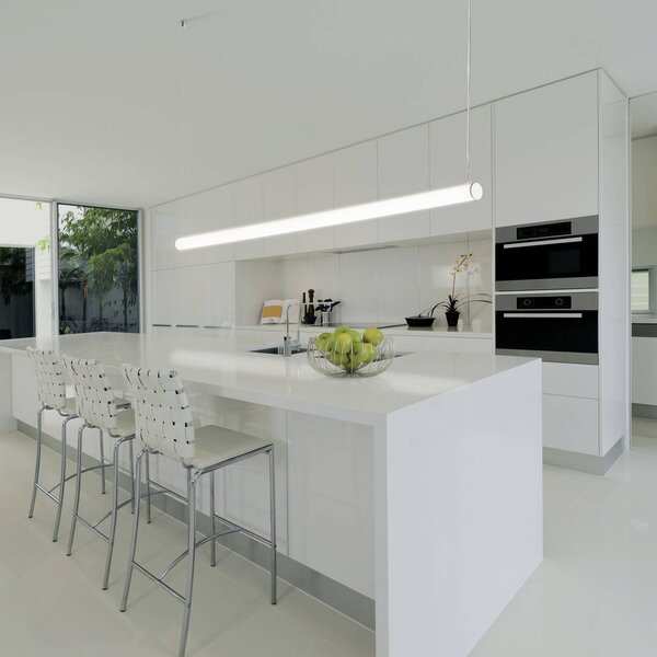 TECNICO by Sforzin Lampada a sospensione Pirgos LED, lunghezza 200 cm, dimmerabile, bianco Pirgos, dimmerabile, Bianco / Opale, Soggiorno / Sala da pranzo, Plastica, Moderno