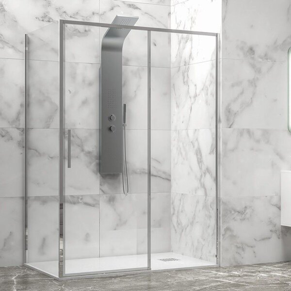 Kamalu box doccia 70x100 scorrevole e fisso vetro 6mm altezza 200h | kla-4000c