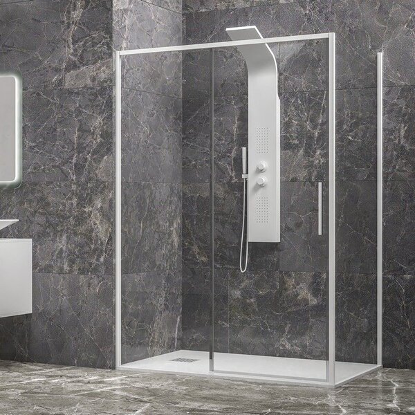 Kamalu box doccia 70x100 colore bianco vetro 6mm altezza 200h | kla-4000n