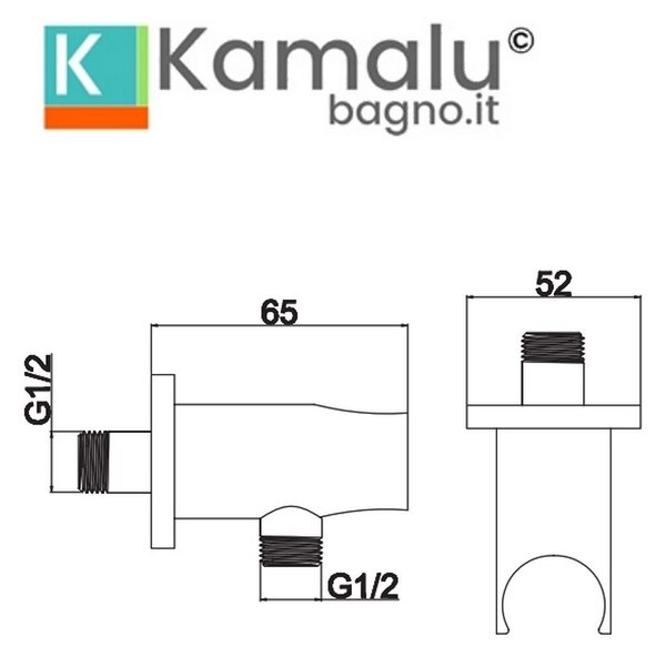 Set doccia a incasso colore nero e oro rosa | KAM-KANDA NERO-RG - KAMALU