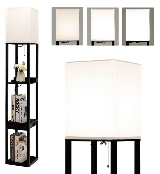 Costway Lampada da terra con mensola cassetto porta USB, Lampada da terra con 3 regolazioni di luminosità per soggiorno