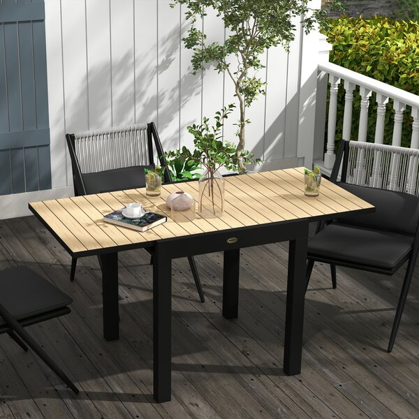 Outsunny Tavolo da Giardino Allungabile per 4-6 Persone con Piano a Doghe, in Alluminio, 81/162x80x75 cm, Giallo|Aosom