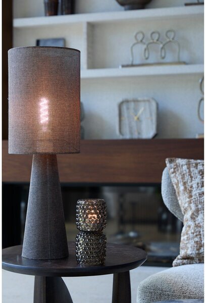 Lampada da tavolo marrone con paralume in tessuto (altezza totale 58 cm) Micky – Light & Living