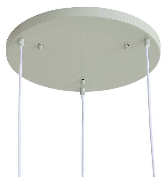 Lampada a sospensione Japandi bianca con paralumi organici verde chiaro 3 luci - Moonstone