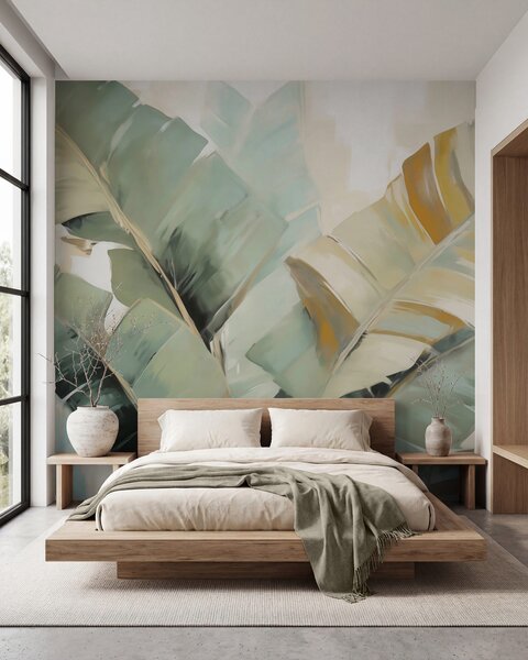 Carta da parati Fogliame astratto, pittura in stile imitativo, Carta da parati Buffer, w05906 : Uwalls.it