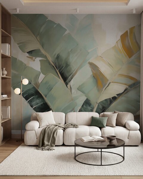 Carta da parati Fogliame astratto, pittura in stile imitativo, Carta da parati Buffer, w05906 : Uwalls.it