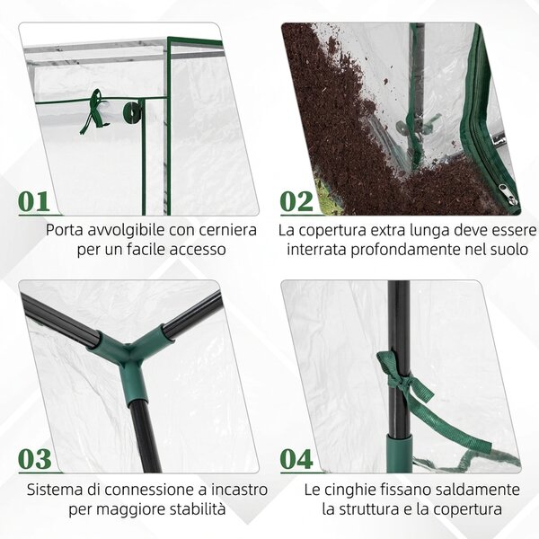 Outsunny Serra da Balcone con Ingresso Avvolgibile,100x50x150cm Trasparente | Aosom Italy