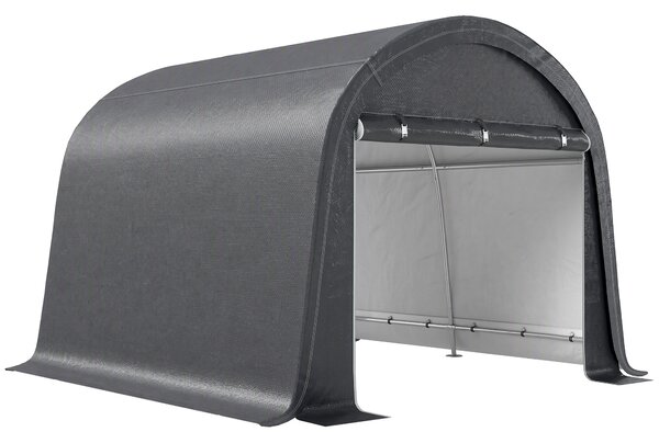 Outsunny Tendone da Giardino per Moto, Bici e Attrezzi con 2 Ingressi a Zip, in Acciaio e PE, 300x300x235 cm, Grigio | Aosom Italy