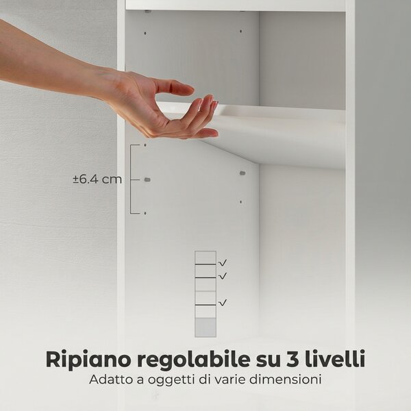 HOMCOM Libreria Verticale a 6 Livelli con Armadietto, per Soggiorno Camera da Letto Ufficio, 40x30x156 cm, Bianco | Aosom Italy