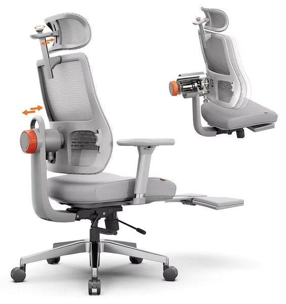 Sedia da ufficio ergonomica MagicH-GPro - Sedia da scrivania con poggiapiedi - Regolabile in altezza - Supporto lombare - Poggiatesta - Rotella e base girevole - Colore: MagicH-GPro