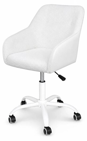 Sedia da ufficio ergonomica - Sedia girevole - Regolabile in altezza - Imbottita - Con braccioli - Con rotelle - Bianca