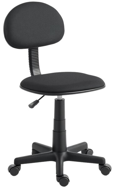 Sedia da ufficio - Sedia da scrivania senza braccioli - Regolabile in altezza - Rotazione a 360° - Con ruote - Schienale basso - Colore nero