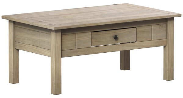 Tavolino Panama Vida Designs con 1 cassetto in legno massello – Tavolino da salotto rustico con spazio contenitivo