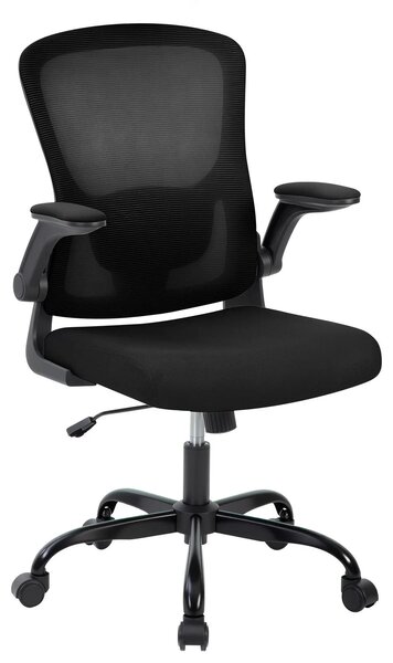 Sedia da ufficio ergonomica - Sedia girevole con schienale alto in rete traspirante - Poggiatesta regolabile - Braccioli pieghevoli - Inclinabile - Ruote a 360° - Colore: nero