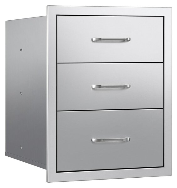 Cassetti per cucine da esterno: 46 cm (L) x 59 cm (P) x 59 cm (A); cassetti tripli in acciaio inossidabile con maniglie per barbecue; cassetto per isola barbecue, ideale per cucine da esterno o postazioni barbecue da terrazza