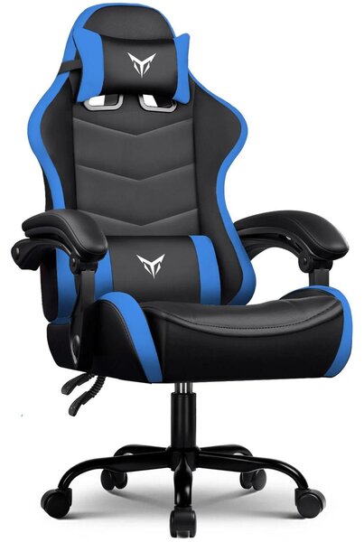 Sedia da gaming / da ufficio - XGC02 - Ergonomica - Regolabile in altezza - Girevole - Pelle finta (PVC) - Con braccioli - Rotelle - Blu