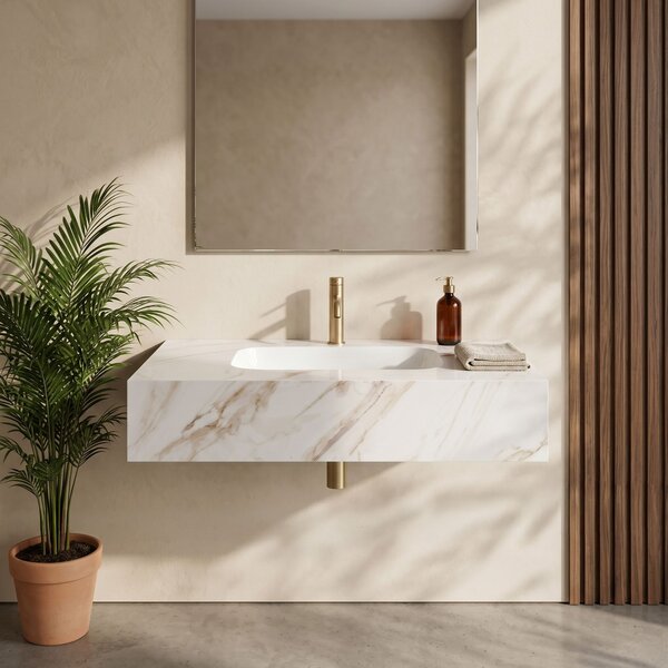 Lavabo sospeso REA Aresa Grey Gold 80