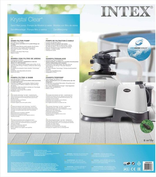 Intex Pompa Di Filtraggio a Sabbia per Piscine 10500 Lt/H Hp 0.60 - 26648