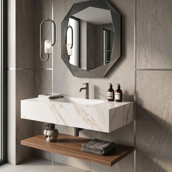 Lavabo sospeso REA Aresa Grey Gold 80