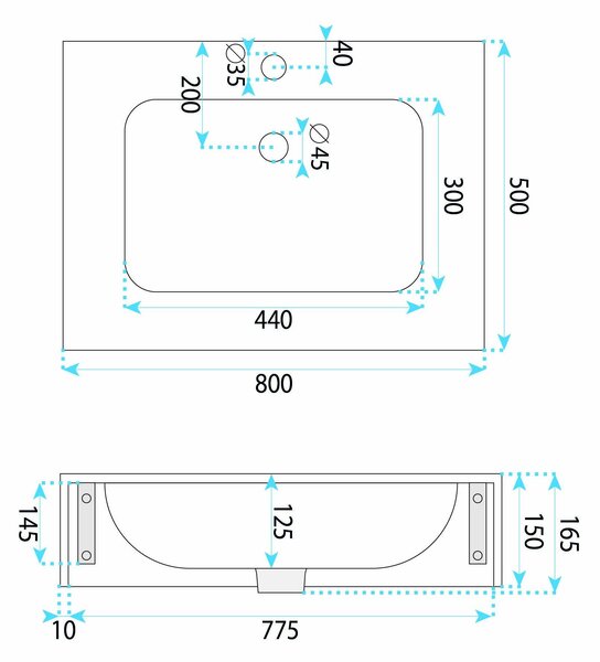 Lavabo sospeso REA Aresa Belt White 80