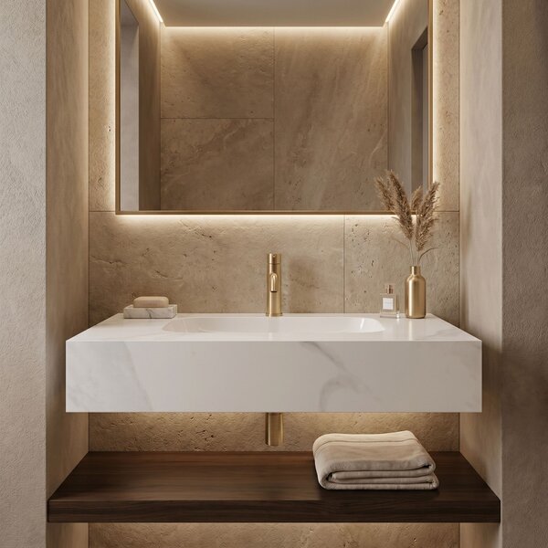 Lavabo sospeso REA Aresa Belt White 70