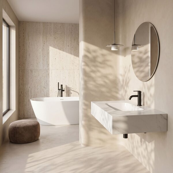 Lavabo sospeso REA Aresa Belt White 70