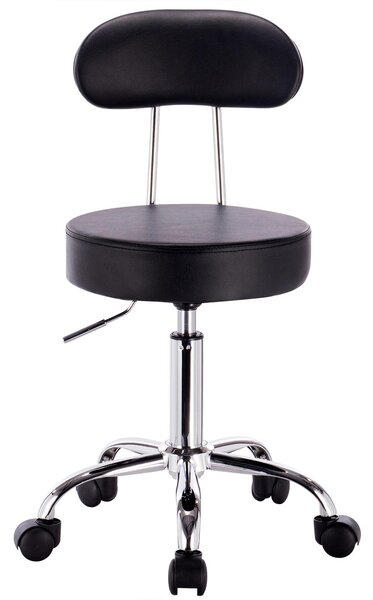 Sedia da ufficio - Sedia da lavoro - Con rotelle - Regolabile in altezza da 47 a 59 cm - Rivestita in ecopelle - Senza braccioli - Colore nero