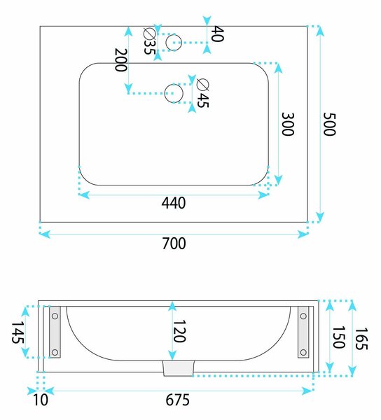 Lavabo sospeso REA Aresa Belt White 70