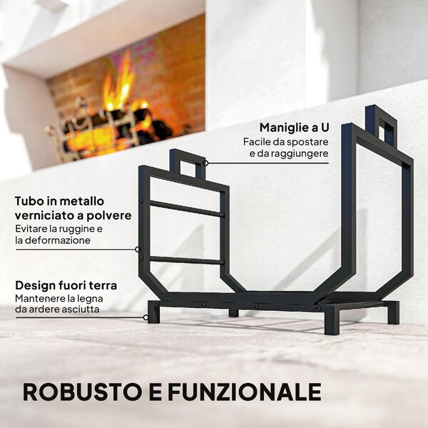 VivaGarden Portalegna in Metallo con Borsa da Trasporto Rimovibile in Tessuto Oxford 53x33x43 cm colore Nero - W744BK