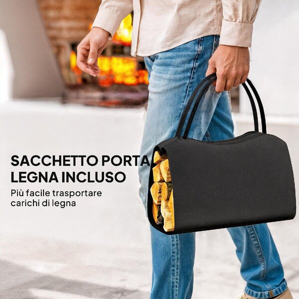 VivaGarden Portalegna in Metallo con Borsa da Trasporto Rimovibile in Tessuto Oxford 53x33x43 cm colore Nero - W744BK