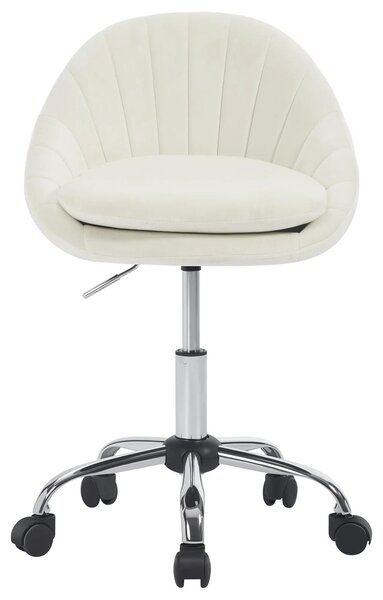 Sedia ergonomica per ufficio - Sedia per parrucchieri/estetista - Regolabile in altezza - Girevole - Con rotelle - Imbottita - Rivestita in velluto - Colore beige