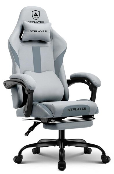 Sedia da gaming - Sedia girevole ergonomica da ufficio - Regolabile - Tessuto traspirante - Con braccioli - Con rotelle - Fino a 150 kg - Grigio-blu