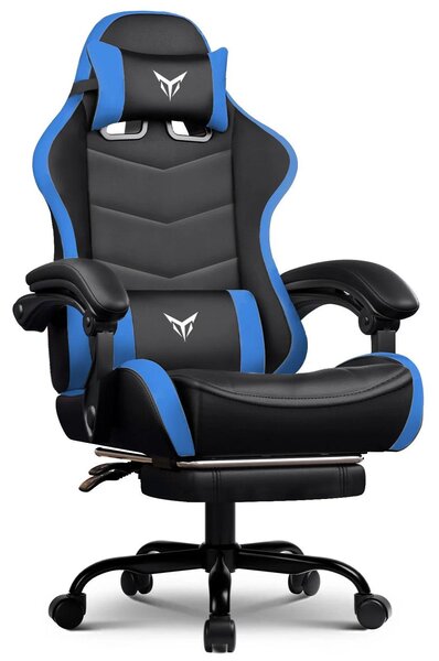 Sedia da gaming / da ufficio - XGC02 - Con poggiapiedi - Ergonomica - Regolabile in altezza - Girevole con rotelle - Struttura in metallo - 70×48,5×135 cm - Azzurro