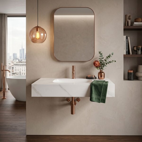 Lavabo sospeso REA Aresa Belt White 80