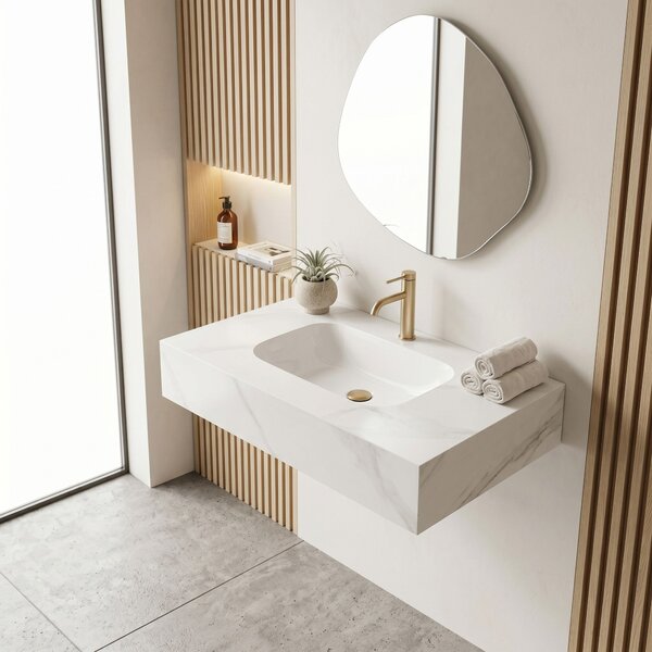 Lavabo sospeso REA Aresa Belt White 80