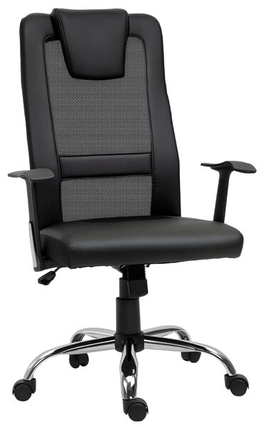 Sedia da ufficio - Modello 921-141BK - Ergonomica - Regolabile in altezza - Girevole - Rivestita in ecopelle - Con braccioli - Colore nero