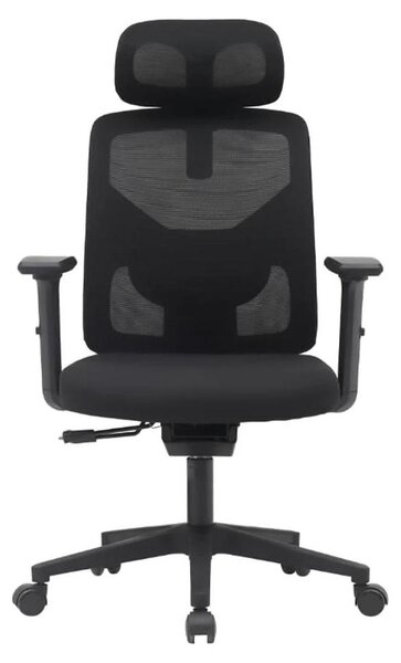 Sedia da ufficio ergonomica - Sedia da scrivania in rete - Rotazione a 360° - Regolabile in altezza - Struttura in metallo - Seduta imbottita - Braccioli e rotelle - Nero