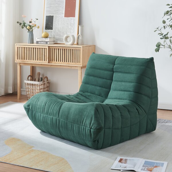 Sedia da terra 'Kodsø' imbottita con schienale 75 x 90 x 100 cm in microfibra verde