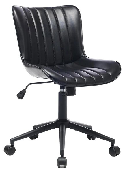 Sedia girevole moderna - Sedia da ufficio - Ergonomica - Regolabile in altezza - Girevole a 360° - Seduta imbottita in pelle con braccioli - Con rotelle - Nera