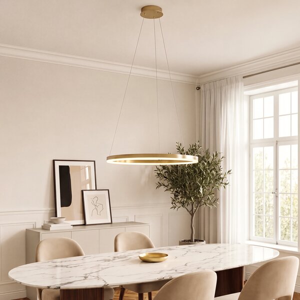 Lampada a sospensione di design oro 80 cm incl. LED dimmerabile a 3 livelli - Anello