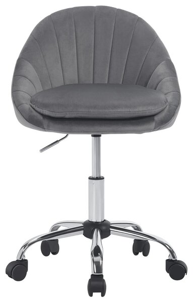 Sedia da ufficio - Sedia per parrucchieri/estetista - Ergonomica - Regolabile in altezza - Girevole - Con rotelle - Imbottita - Velluto grigio scuro